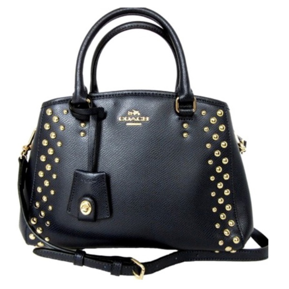 Coach Navy Mini Margot Crossgrain Leather Carryall
